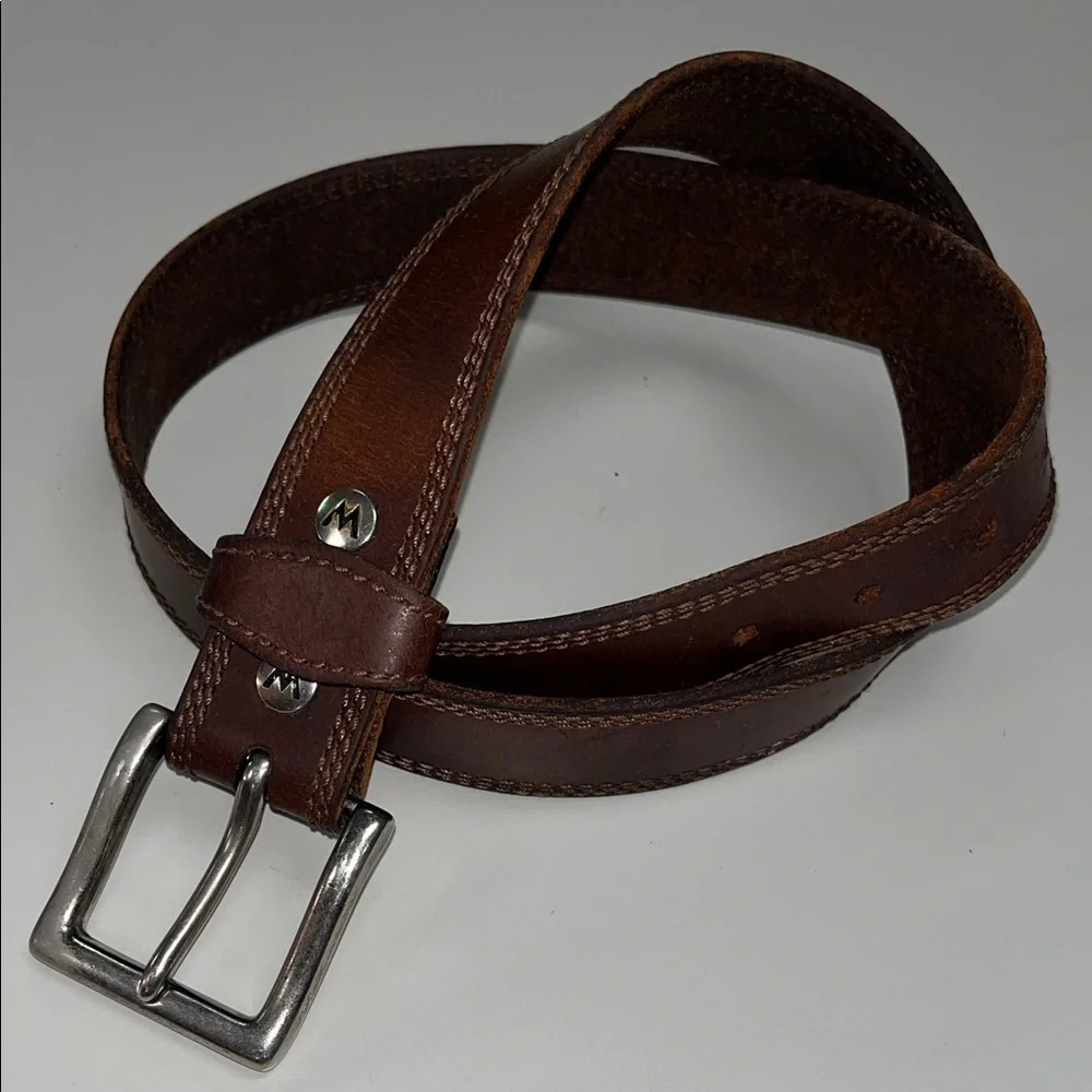 Brown Leather Belt with Silver Buckle